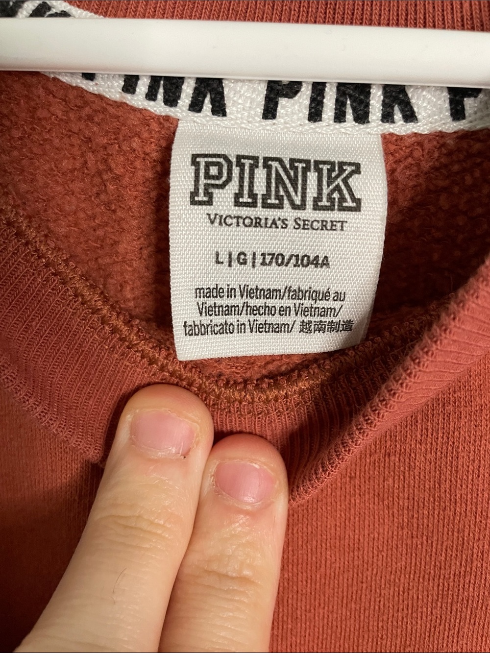PINK Victoria's Secret Dusty Coral Crewneck Sweatshirt SZ L - Picture 2 of 3
